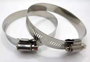 **Lot of 2** Cold Air Intake 3.5" 89 90mm Stainless Steel Worm Gear Clamp (X2) - Picture 1 of 4
