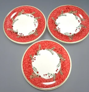 (3) Lenox Weihnachten Feiertage Zusammenkünfte Kranz Salatteller 9-1/4" Louise Le Luyer - Bild 1 von 9