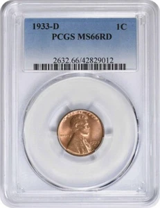 1933-D Lincoln Cent MS66RD PCGS - Picture 1 of 2