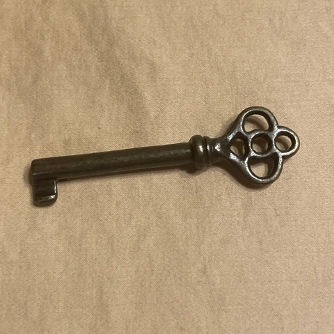 KY-3AB Antique Brass Hollow Barrel Skeleton Key for Drawer Cabinet Dresser Lock Cover