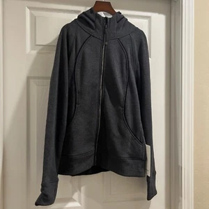 NWT Lululemon Scuba Full Zip Hoodie * Plush  Heathered Core Black  Size : 10 - Picture 1 of 8