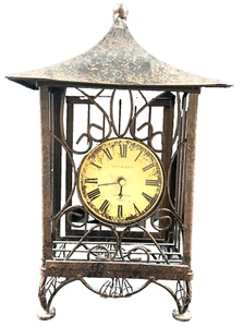Antiqued Artistic Free Standing Saint Croix Paris Metal Cage Clock - Picture 1 of 6