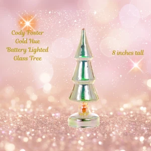 Cody Foster Lighted Glass Christmas Tree Gold Iridescent 8" Party Home Decor - Picture 1 of 2