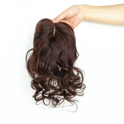 Peluca mono para mujer 100 % cabello humano toupee rizado flequillo medio Foto 1 de 4