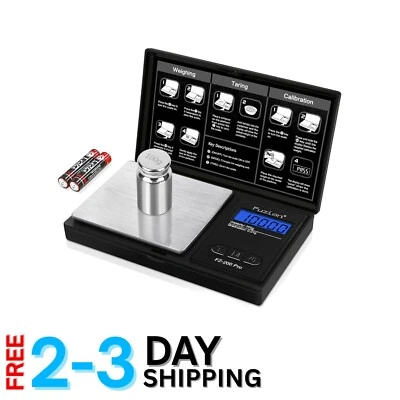 Mini báscula de bolsillo de acero inoxidable con pantalla LCD retroiluminada - Pesa alimentos, monedas y gemas Foto 1 de 4