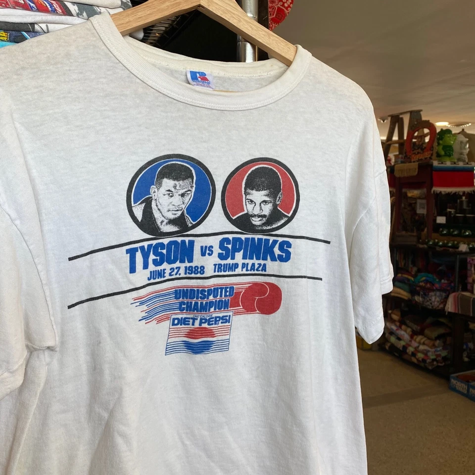 1988 Vintage MIKE TYSON VS MICHAEL SPINKS PEPSI T-shirt 1980s Boxing Tee XL - Image 1 of 4