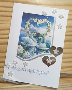 🌸🐬 Matrimonio Biglietto Auguri Con Busta - Foto 1 di 2