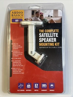 Satellite Speaker Mounting Kit White OmniMount Audio Basics AB1-W Tilt & Swivel - Image 1 of 2