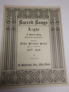 John Prindle Scott Light A Sacred Song Low Voice in B Flat & Organ Sheet Music - Picture 1 of 3