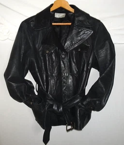 Vintage PELLE STUDIO Damen Lederjacke Größe M mit Gürtel schwarz - Bild 1 von 14