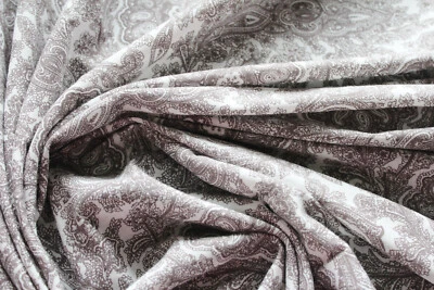 1 Lfm  Jersey 3,30€/m²  Singlejersey Baumwolle Ornamentmuster weiß, braun BA24 - Bild 1 von 2