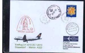ANDORRA FRANCE TO LUFTHANSA FFC ERSTFLUG DÜSSELDORF - MAHON SPAIN 2013 - Bild 1 von 1