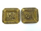 Antique Pair Old Colonial Brass Metal Decorative Chinese China Ashtrays Smoking