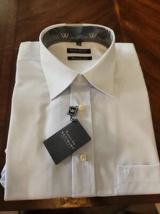 Vintage Westbury Men's Shirt 17 Blue Long Sleeve Dress Shirt New 100% Cotton - Picture 1 of 3