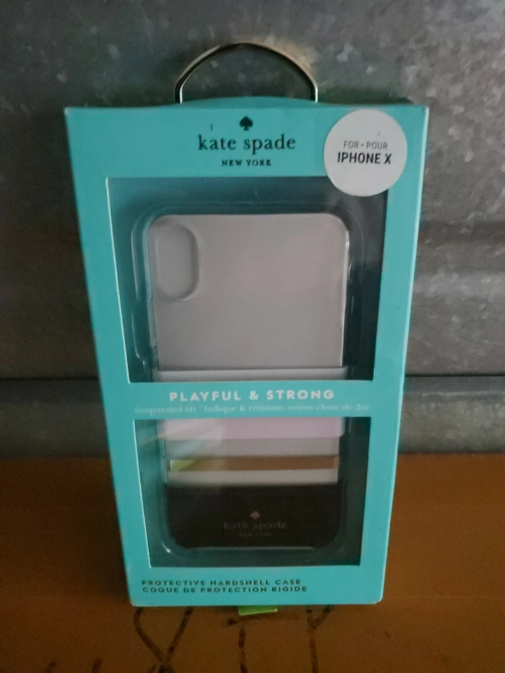 Kate Spade NY Flexible Hardshell Case for iPhone X / XS Charlotte Stripe Black