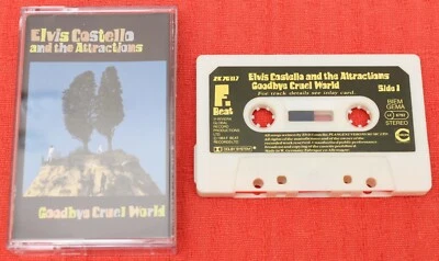 ELVIS COSTELLO - UK CHROME CASSETTE TAPE - GOODBYE CRUEL WORLD - PAPER LABELS - Image 1 of 4
