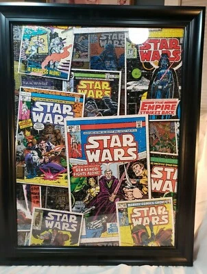 STAR WARS 1000 PIECE JIGSAW PUZZLE ASSEMBLED NEW FRAME  OLD MARVEL COMICS COVERS - Image 1 of 4