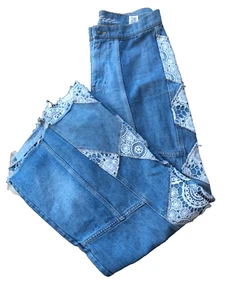 We The Free People Womens 28 Kaleidoscope Crocheted Lace Patchwork Jeans - Picture 1 of 7