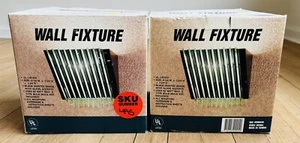 Postmodern Industrial Black Metal Glass Diffuser Slices Light Sconces PAIR - Picture 1 of 9