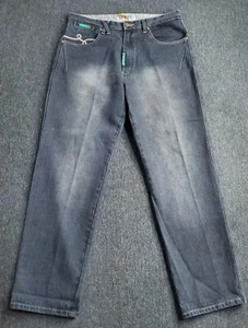 LRG Jeans Mens Sz 34 Black Geans Lifted Research Group Wide Leg Baggy Roots Lion - Picture 1 of 23