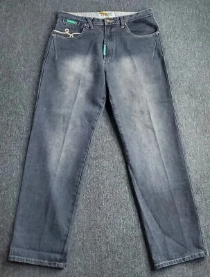 Pantalones de mezclilla LRG para hombre talla 34 negros Geans levantados grupo de investigación pierna ancha holgados raíces león Foto 1 de 4