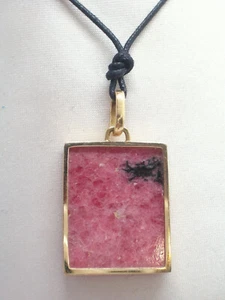 Ciondolo in Oro Giallo 18 Kt con Rodonite naturale - pendente pietra dura - 750 - Foto 1 di 7