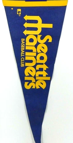 Vintage 70s Seattle Mariners MLB Baseball Club Pennant Wall Banner Blue Yellow Cover