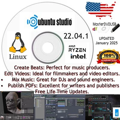 Ubuntu Studio 24.04.1 LTS DVD 2025 - Bootable LIVE/INSTALLER | Create Endlessly - Image 1 of 4