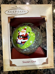 Hallmark Keepsake Ornament -Snowy Day bulb with Santa - Picture 1 of 2