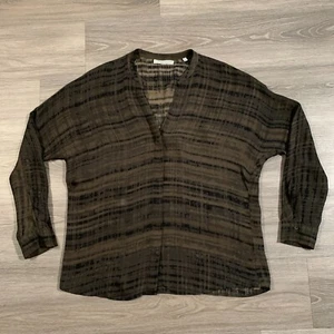 Blusa Top Vince Mujer Mediana Seda Gran Tamaño Abotonada Dolman Manga Larga - Imagen 1 de 12