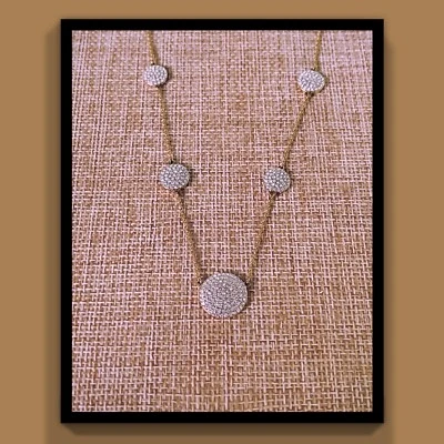 Michael Kors Goldtone Crystal Pave DiscStation Necklace - Image 1 of 4