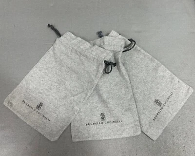 全新 Brunello Cucinelli 男式或女式灰色小号防尘袋(3 件装) — 第 1/4 张图片