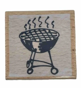 Barbecue Bbq Food Grill Party Household Cooking Appliance Wood Rubber Stamp - Picture 1 of 4