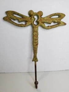 Painted Iron Dragonfly Hook Home Vintage Garden Rustic Jacket Hat Leash Holder 7 - Picture 1 of 5