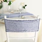 10 Dusty Blue Spandex Sequined Chair Sashes Ties Wraps Wedding Party Decorations
