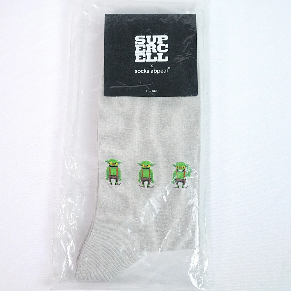 Socks By Supercell Light Grey Clash of Clans Goblin Knit Med/Large New With Tags - Image 1 of 4