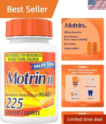 Over-the-Counter Ibuprofen 200mg - Effective Pain & Fever Relief, 225 Tablets - Image 1 of 4