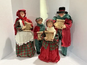Dickens Style Christmas Carolers Family Decor Victorian Starched Fabric 18” - Picture 1 of 11