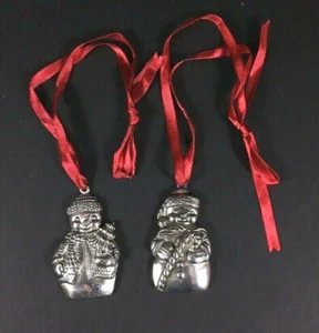 Vintage Gorham Silver Plated Christmas Snowmen Ornaments Candy Cane Tree GOOD - Picture 1 of 4