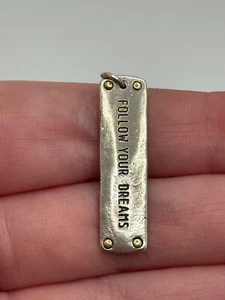 Wachsende poetische Sterlingsilber & Messing Folge deinen Träumen inspirierende Anhänger Charm - Bild 1 von 10