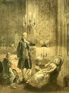 Antiker französischer Nachdruck Gravur La Soire D'Hyver Winterabend gemarkt 1774 - Bild 1 von 10