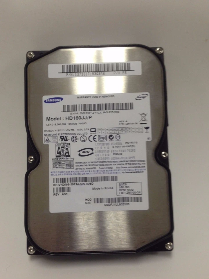 Samsung 160GB 7200 RPM 3.5" PC Desktop SATA Hard Drive HD160JJ/P - Image 1 of 1