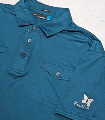J Lindeberg 男式 XL Polo 衫绿色修身性能 Kapalua 高尔夫标志 — 第 1/4 张图片