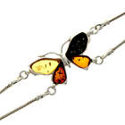925 Sterling Silver And Genuine Baltic Amber Snake Chain Butterfly Exclusive Brace