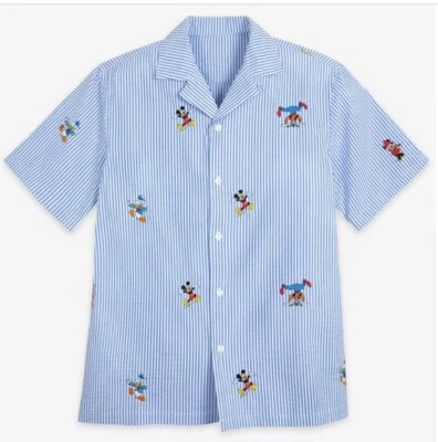 Camisa de campamento tejida a rayas de Mickey Mouse y sus amigos de los parques Disney L XL 3XL NUEVA 2024 Foto 1 de 4