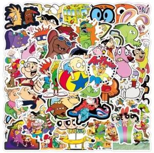 1990's CARTOON STICKERS (50pcs) 50 Fifty 90s 90's Nostalgia Die-Cut Retro Toon - Picture 1 of 4