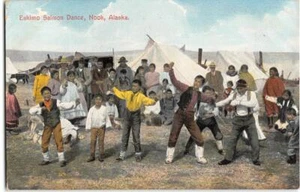 Eskimo Lachstanz, Ecke, Alaska Indianer 1910er antike Postkarte - Bild 1 von 2