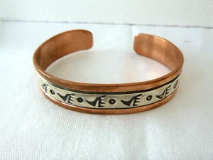 Navajo Charlene Little 1/2 In Copper Cuff Bracelet 925 Sterling Silver Overlay - Picture 1 of 3