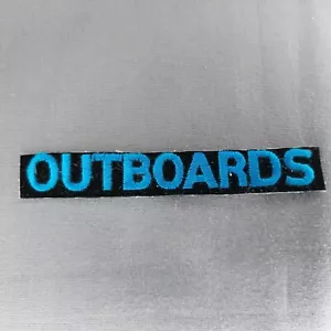 Outboards blau schwarz buchstabieren 4 3/4"" x 3/4"" Velour aufbügeln Aufnäher - Bild 1 von 2