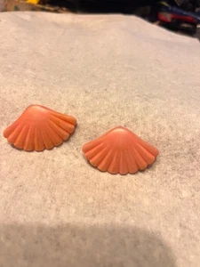 Vintage Rosa Muschel Damen Frauen Ohrringe Art Deco - Bild 1 von 4